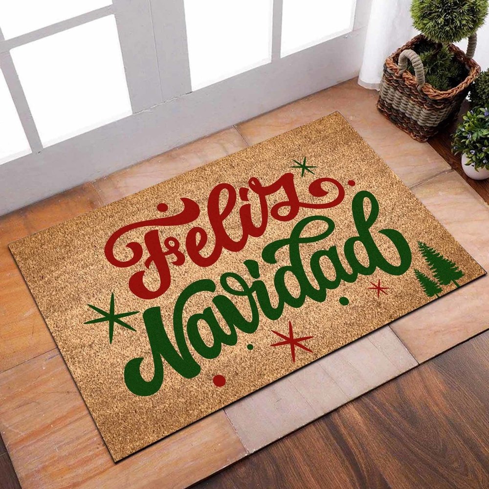 Feliz Navidad Familia Door Mat, Christmas Doormat Decoration
